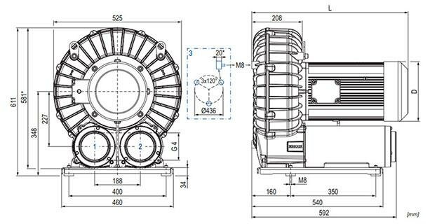 Габаритные размеры (чертеж) Becker SV 1100/2 7.5