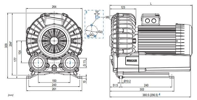 Габаритные размеры (чертеж) Becker SV 130/1 1.5