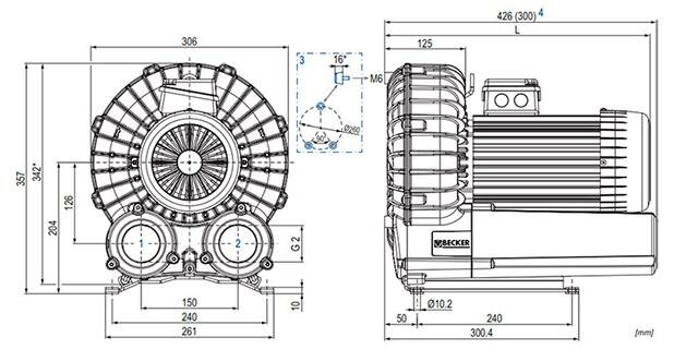 Габаритные размеры (чертеж) Becker SV 200/2 1.5