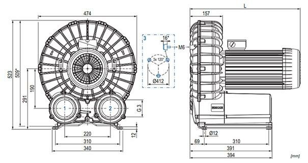 Габаритные размеры (чертеж) Becker SV 500/1 7.5